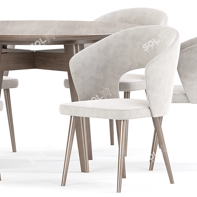 Modern 7-Piece Dining Set 3D model image 2