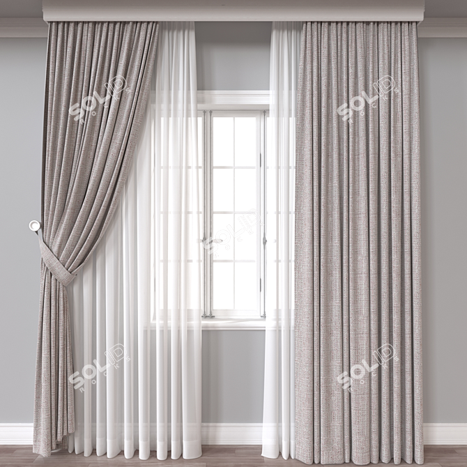 High-Quality 3D Curtain Model 3D model image 1