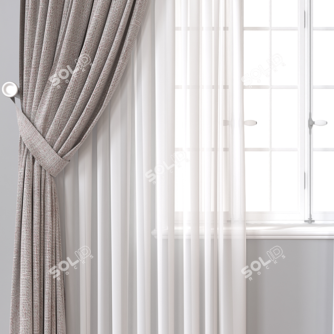 High-Quality 3D Curtain Model 3D model image 2