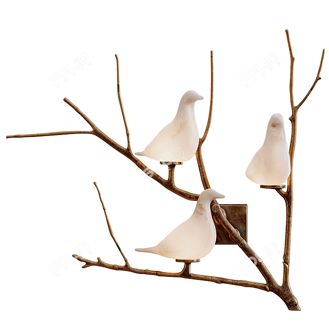 Poetic Alabaster Bird Wall Lights 3D model image 1