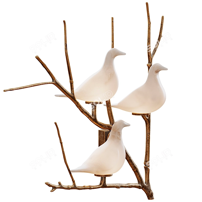 Poetic Alabaster Bird Wall Lights 3D model image 3