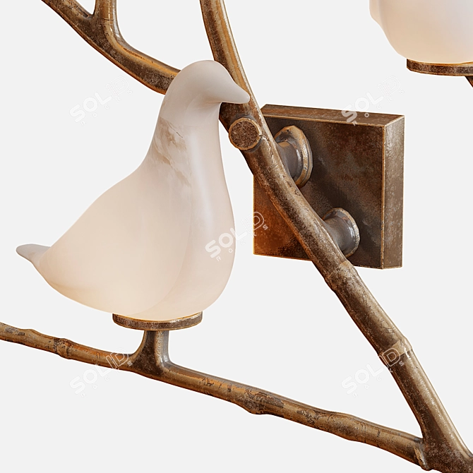 Poetic Alabaster Bird Wall Lights 3D model image 4