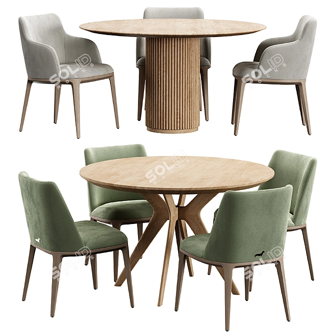 Luxury Dining Furniture Set 3D model image 2