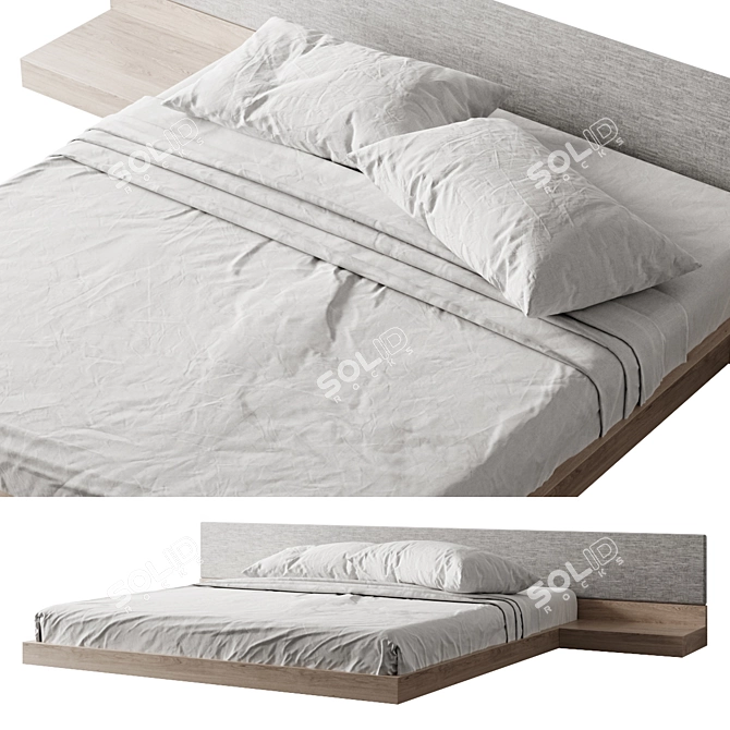 Modern Bed with High Quality dimensions 3D model image 2