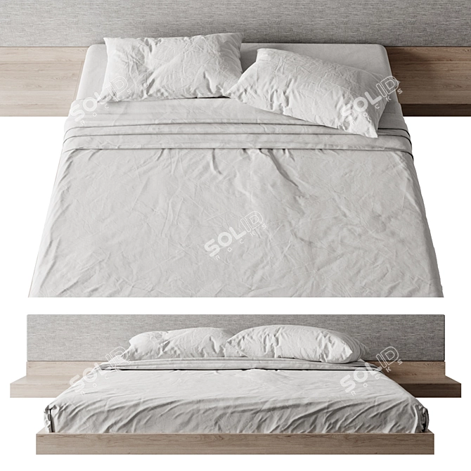 Modern Bed with High Quality dimensions 3D model image 3
