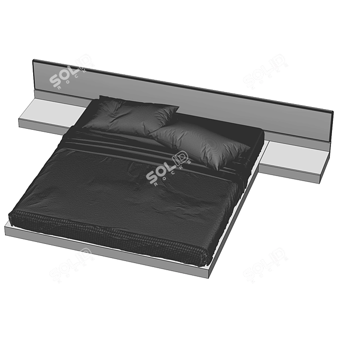 Modern Bed with High Quality dimensions 3D model image 5