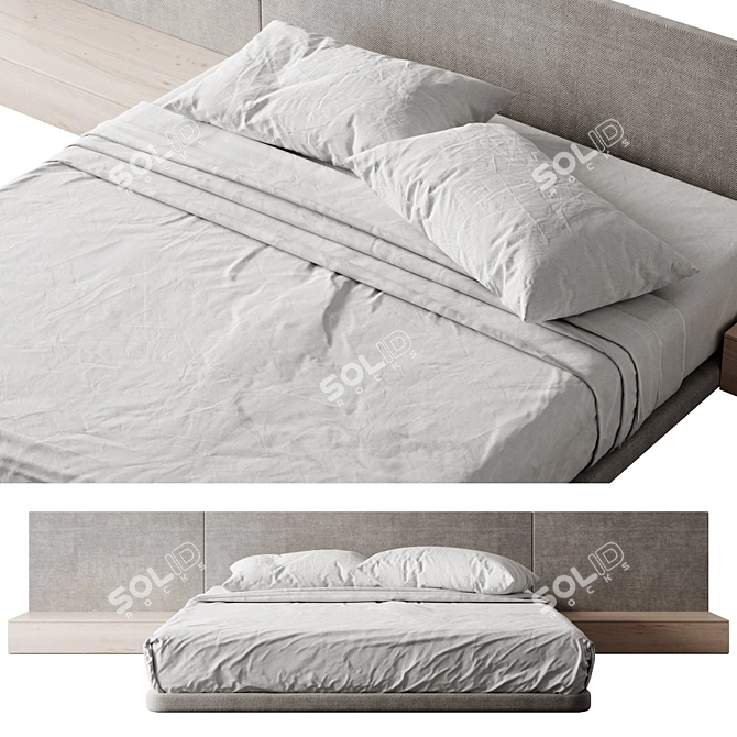 Modern Bed Frame with Specifications 3D model image 2