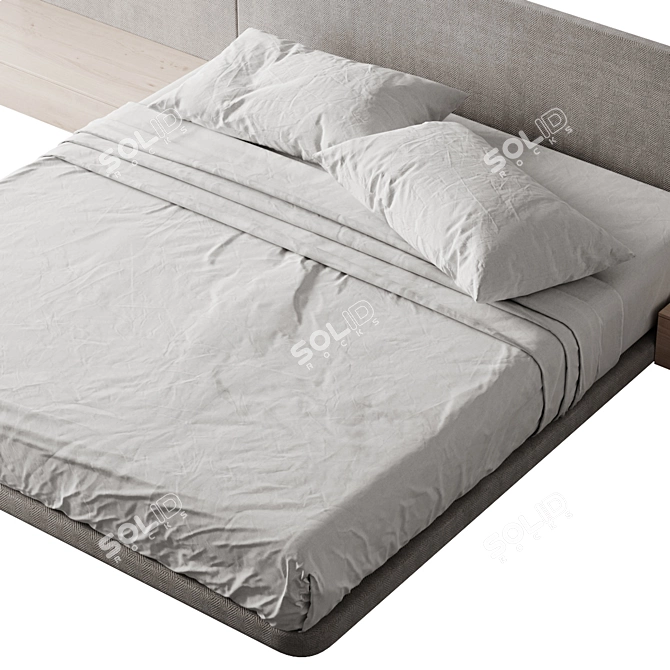 Modern Bed Frame with Specifications 3D model image 3