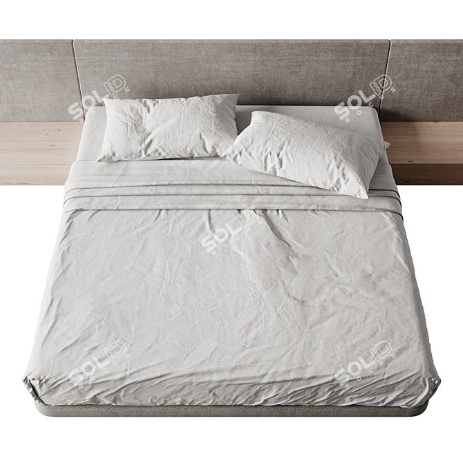 Modern Bed Frame with Specifications 3D model image 4