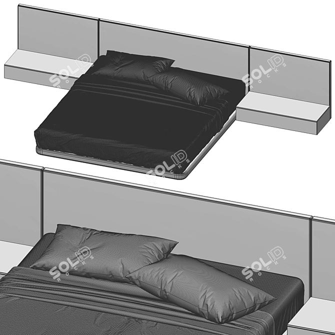 Modern Bed Frame with Specifications 3D model image 6