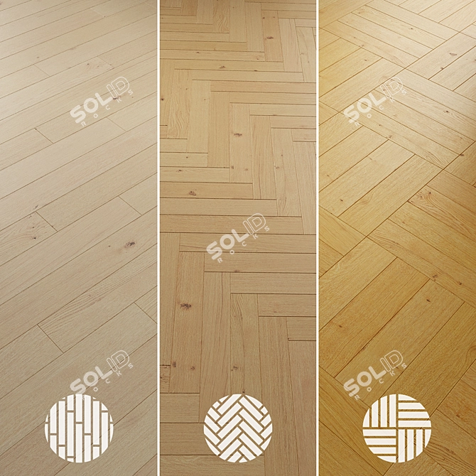 Oak Parquet Flooring Collection 3D model image 2