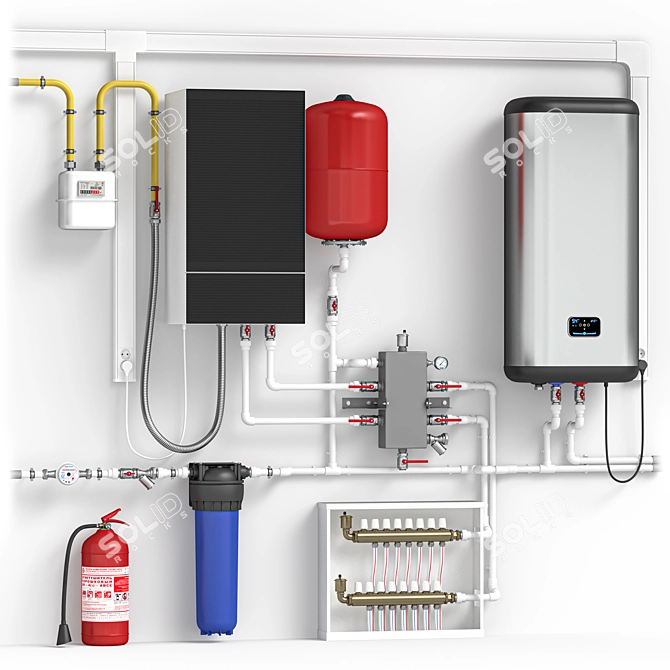 Home Gas Boiler Setup Model 3D model image 1