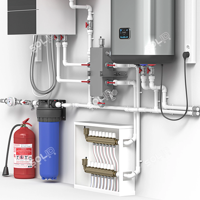 Home Gas Boiler Setup Model 3D model image 2