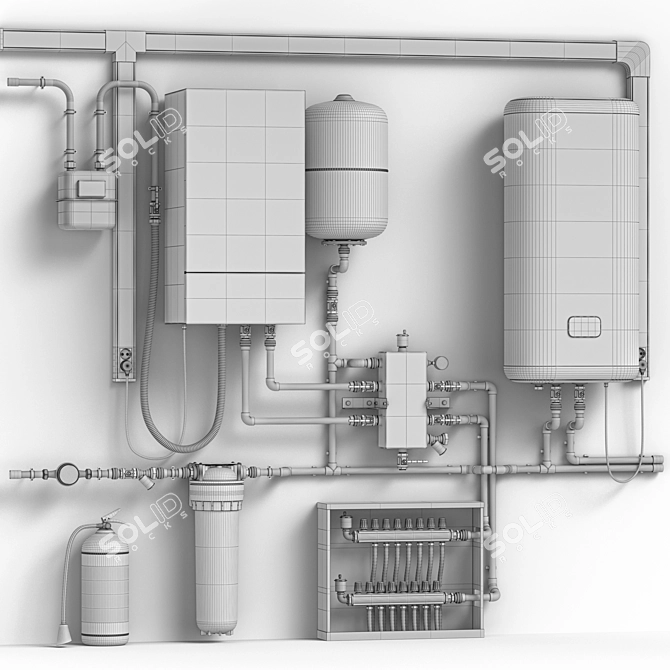 Home Gas Boiler Setup Model 3D model image 4