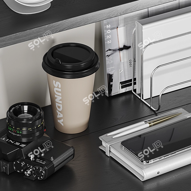 Compact Balcony Home Office Setup 3D model image 7