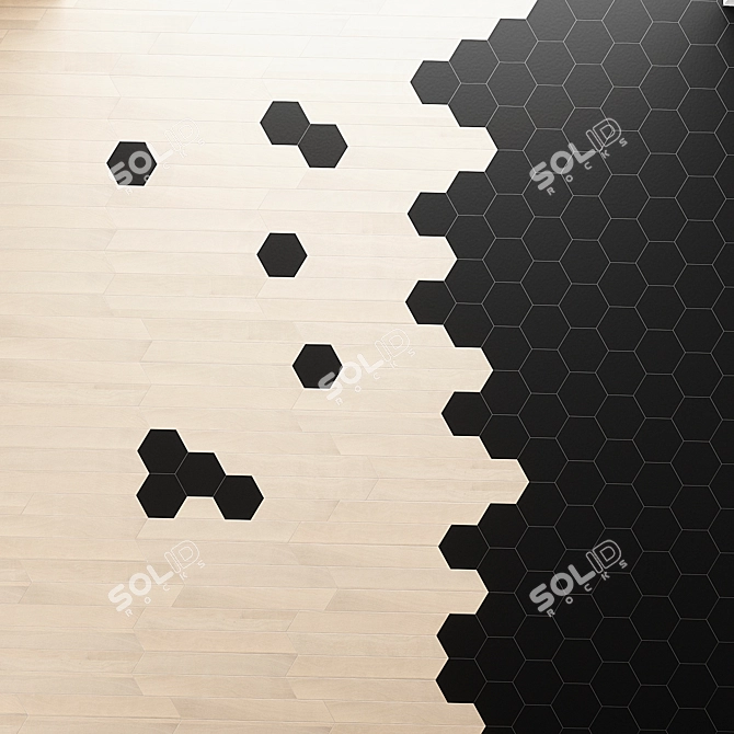 Designer Floor Tiles, 60° Angle 3D model image 2