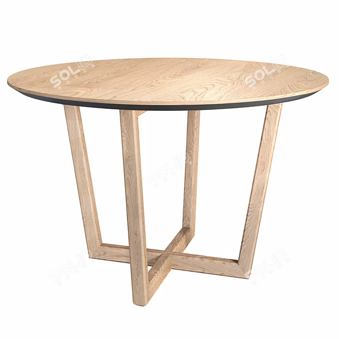 Tohma Round Oak Dining Table 3D model image 1