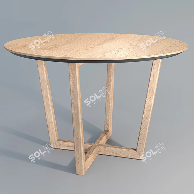 Tohma Round Oak Dining Table 3D model image 2