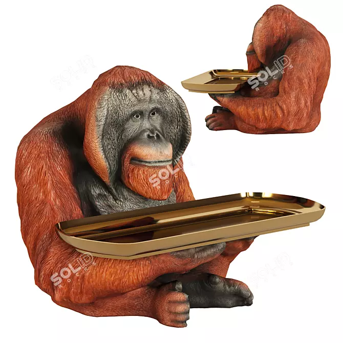 Orangutan Butler Decor Figurine 3D model image 1