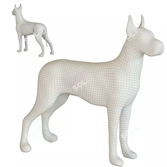 Whimsical Comic Dog Figurine 3D model image 2