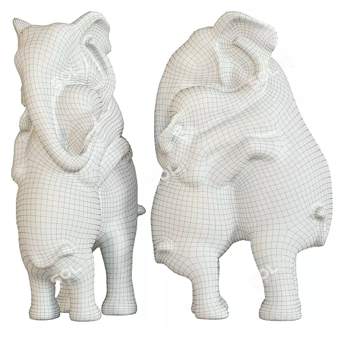 Elephant Hug Decor Figurine 3D model image 2