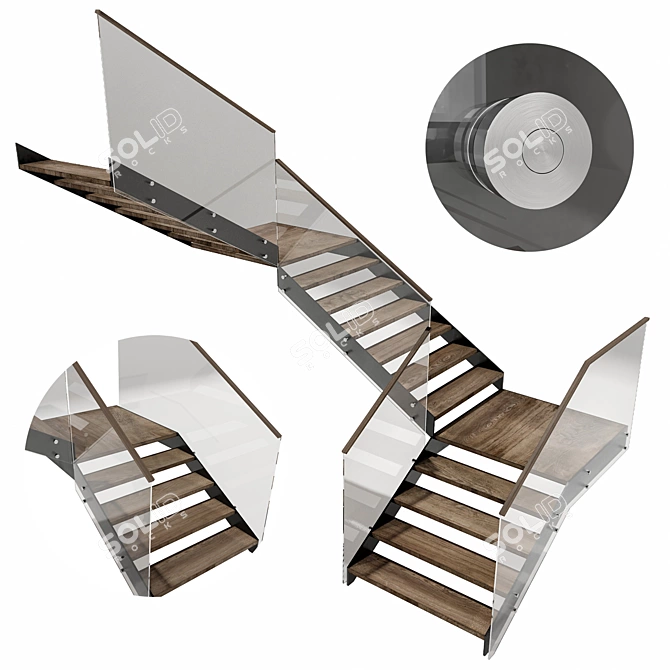 Contemporary Staircase Design Model 3D model image 1