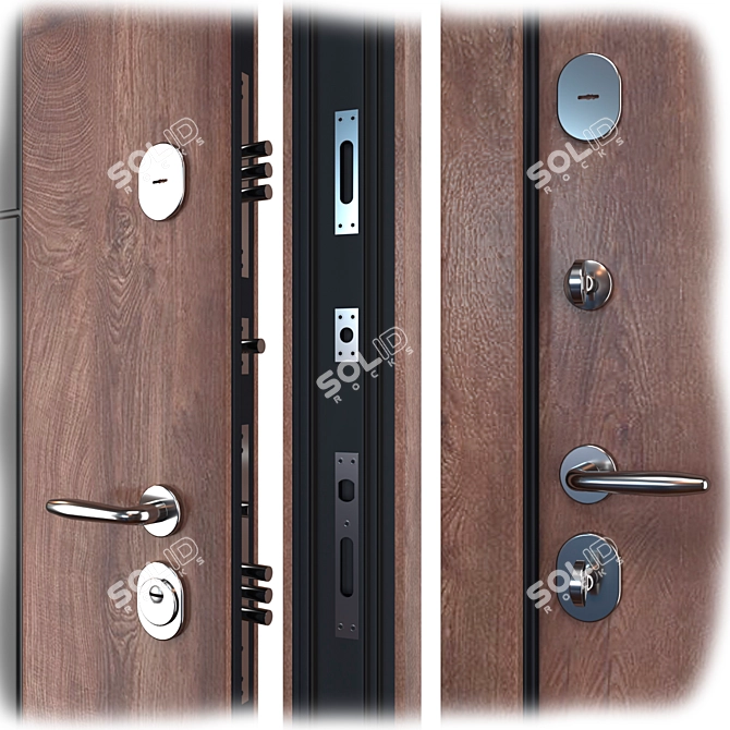 Deluxe QDoors Metal Entrance Door 3D model image 2