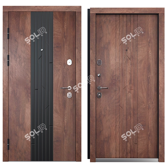 Deluxe QDoors Metal Entrance Door 3D model image 3