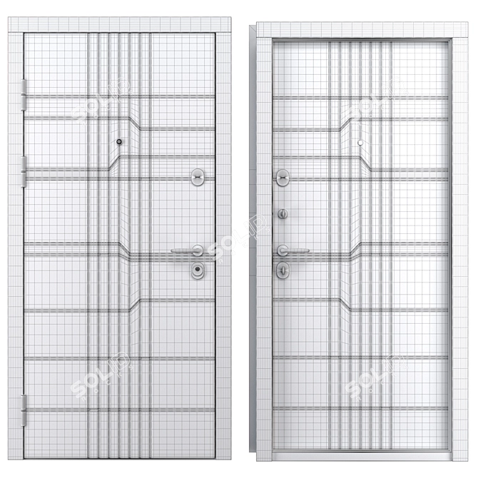 Deluxe QDoors Metal Entrance Door 3D model image 4