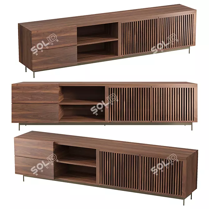 Retro Chic Media Console 3D model image 1