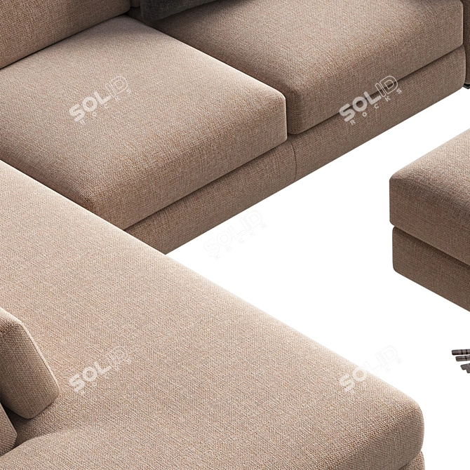 Elegant Leather Sofa with Charm 3D model image 3