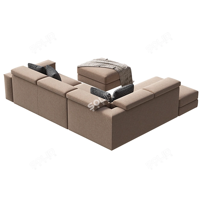 Elegant Leather Sofa with Charm 3D model image 4