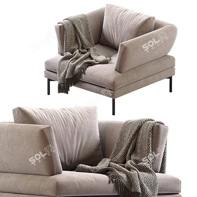 Modern Italian Design Armchair, Bonaldo 3D model image 3