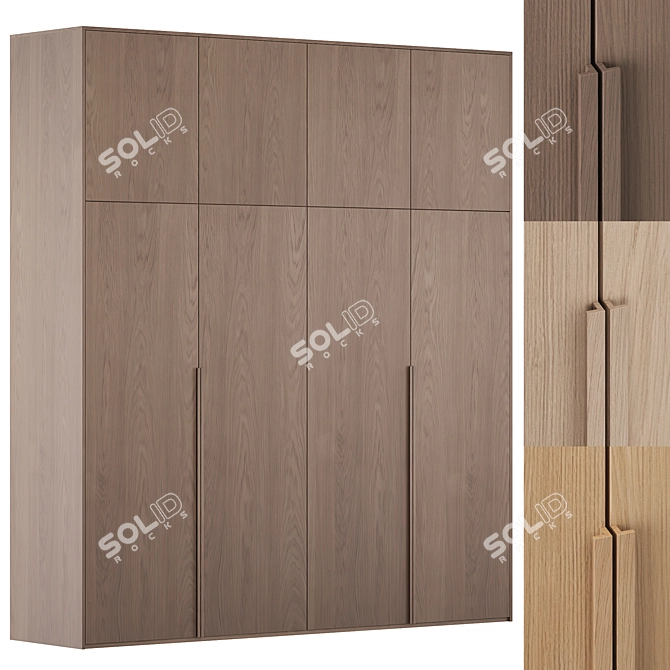 Minimalist Oak Modular Cabinet 3D model image 1