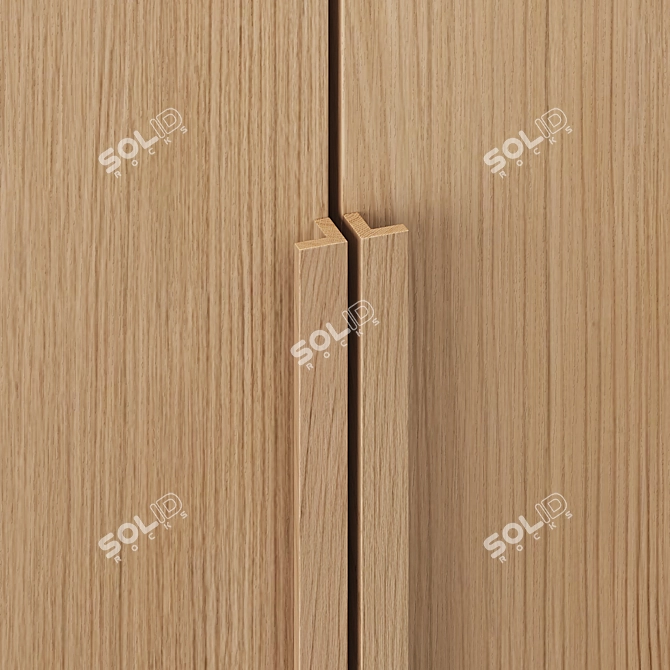 Minimalist Oak Modular Cabinet 3D model image 5