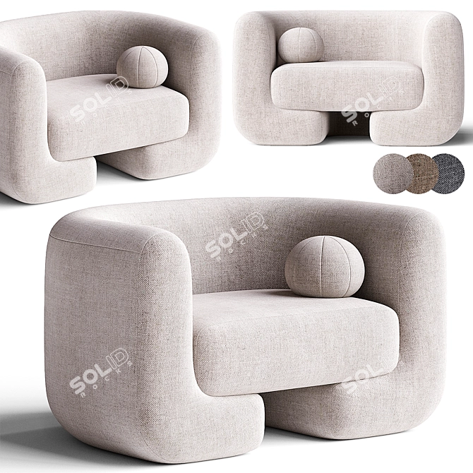 Moma Fabric Armchair: Modern Elegance 3D model image 1