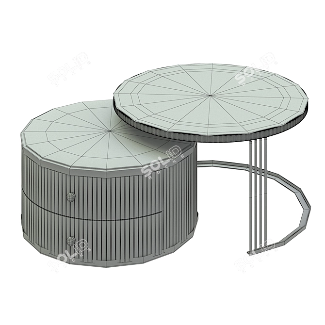 Modern Round Slate Glass Coffee Table 3D model image 2