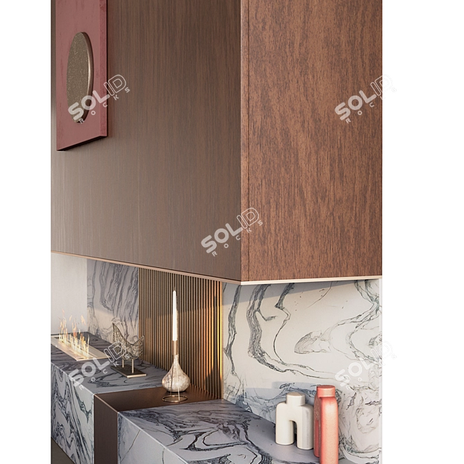 Elegant Cipollino Marble Fireplace Ensemble 3D model image 3