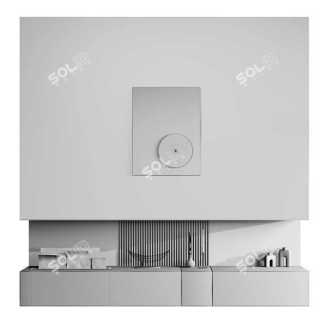 Elegant Cipollino Marble Fireplace Ensemble 3D model image 7