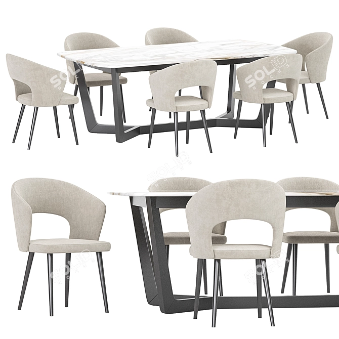 Elegant Modern Dining Set 3D model image 1
