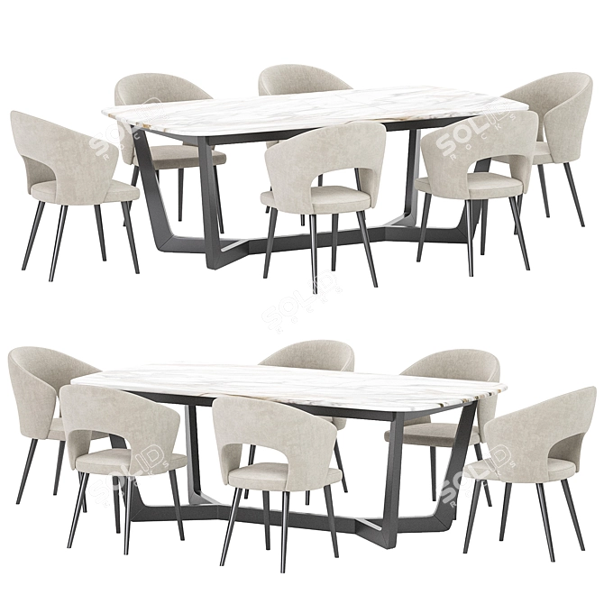 Elegant Modern Dining Set 3D model image 3