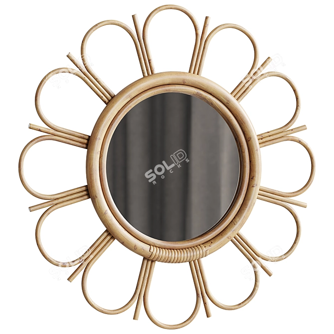 Natural Rattan Cane Mirror Elegance 3D model image 1