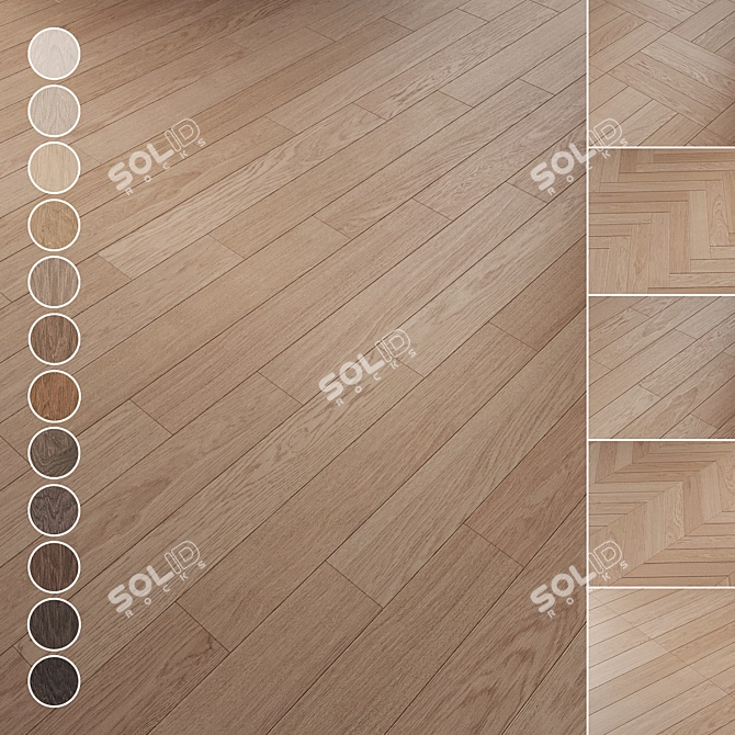 Oak Parquet Flooring Collection 3D model image 1