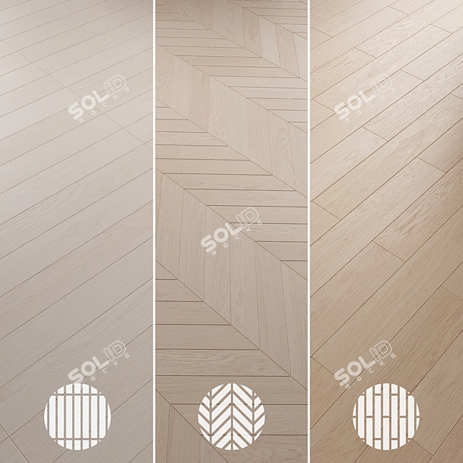 Oak Parquet Flooring Collection 3D model image 2