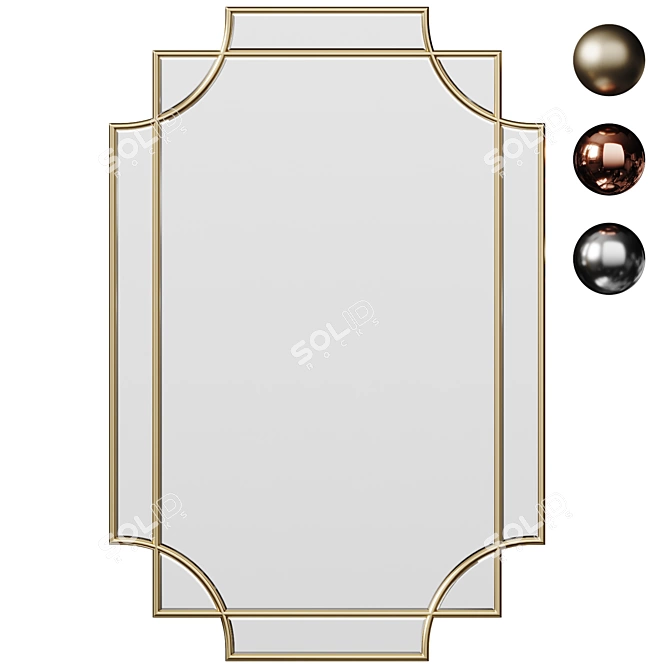 Elegant Hollywood Regency Inspired Mirror 3D model image 1