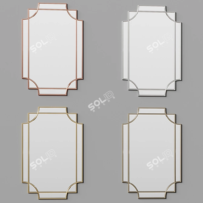 Elegant Hollywood Regency Inspired Mirror 3D model image 5