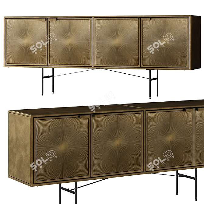 Luxury Aged Brass Sideboard 3D model image 1