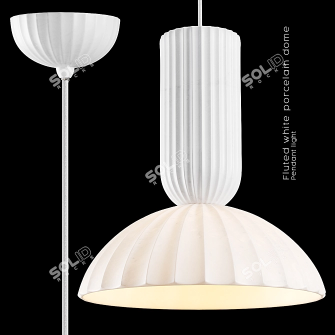  Jeanne Fluted Porcelain Pendant Light 3D model image 1