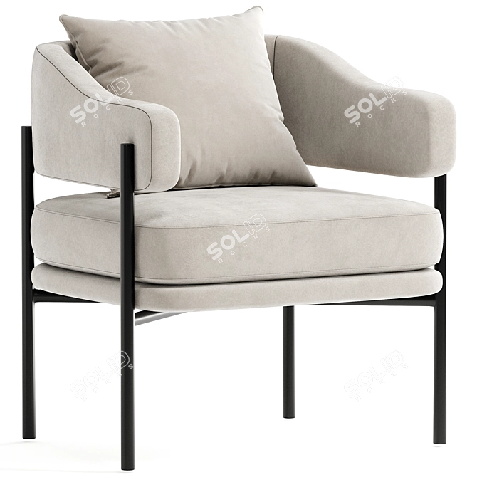 Elegant Grey Fabric Armchair 3D model image 1