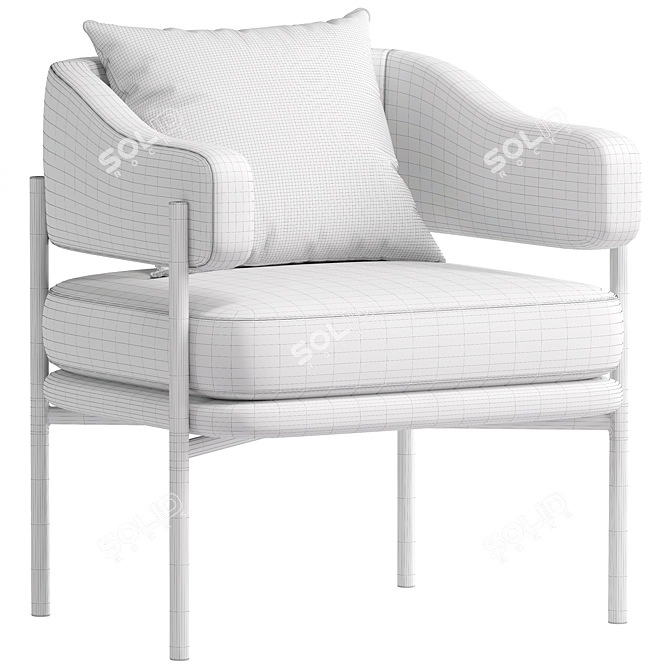 Elegant Grey Fabric Armchair 3D model image 4